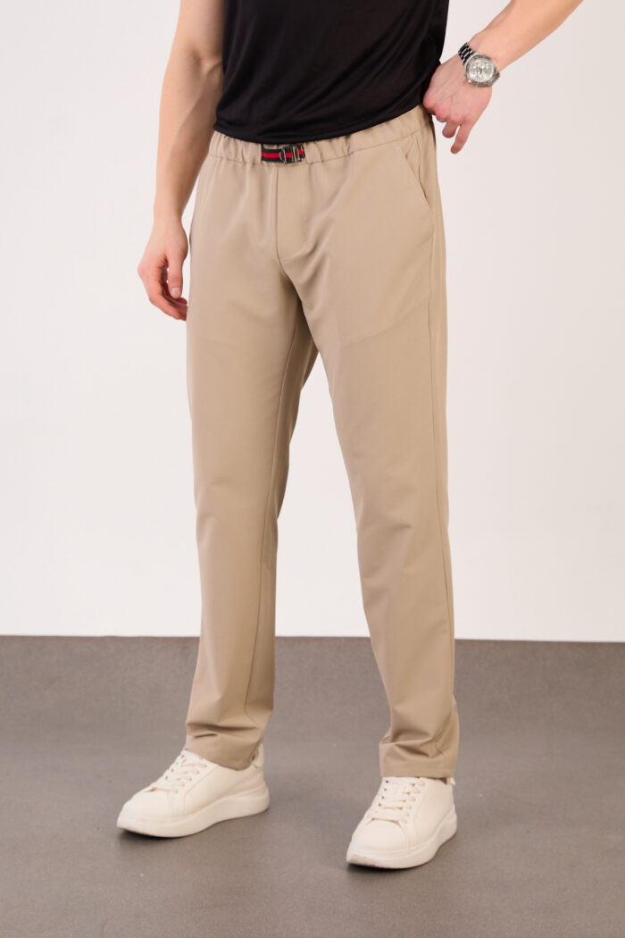 Erkek Bej Paraşüt Pantolon Bel Lastikli Kuşaklı Rahat Spor 06 Model - Görsel 3