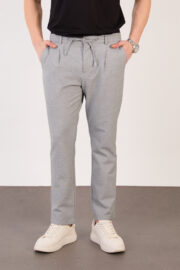 Erkek Gri Jogger Pantolon Yan Bel Lastikli Bağcıklı Gofre Kumaş 2525 Model - Görsel 3