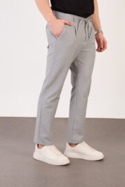 Erkek Gri Jogger Pantolon Yan Bel Lastikli Bağcıklı Gofre Kumaş 2525 Model - Görsel 4