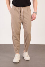 Erkek Bej Zara Kesim Yarı Şalvar Lastikli Bağcıklı Pantolon 2606 Model - Görsel 3