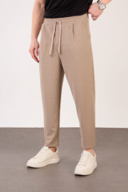 Erkek Bej Zara Kesim Yarı Şalvar Lastikli Bağcıklı Pantolon 2606 Model - Görsel 4
