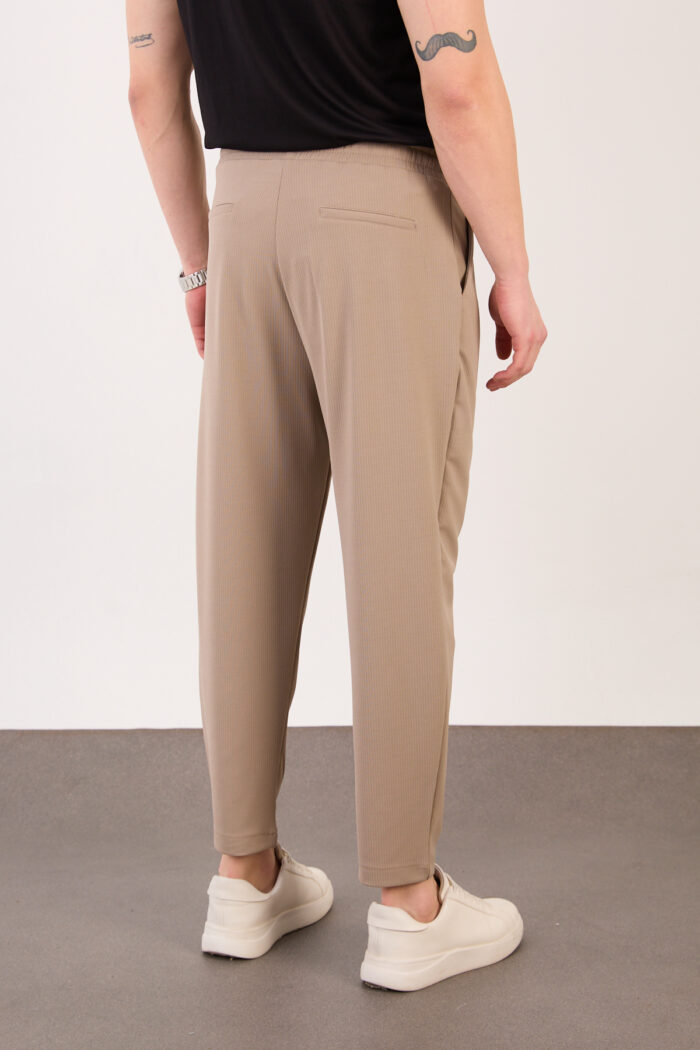 Erkek Bej Zara Kesim Yarı Şalvar Lastikli Bağcıklı Pantolon 2606 Model - Görsel 5