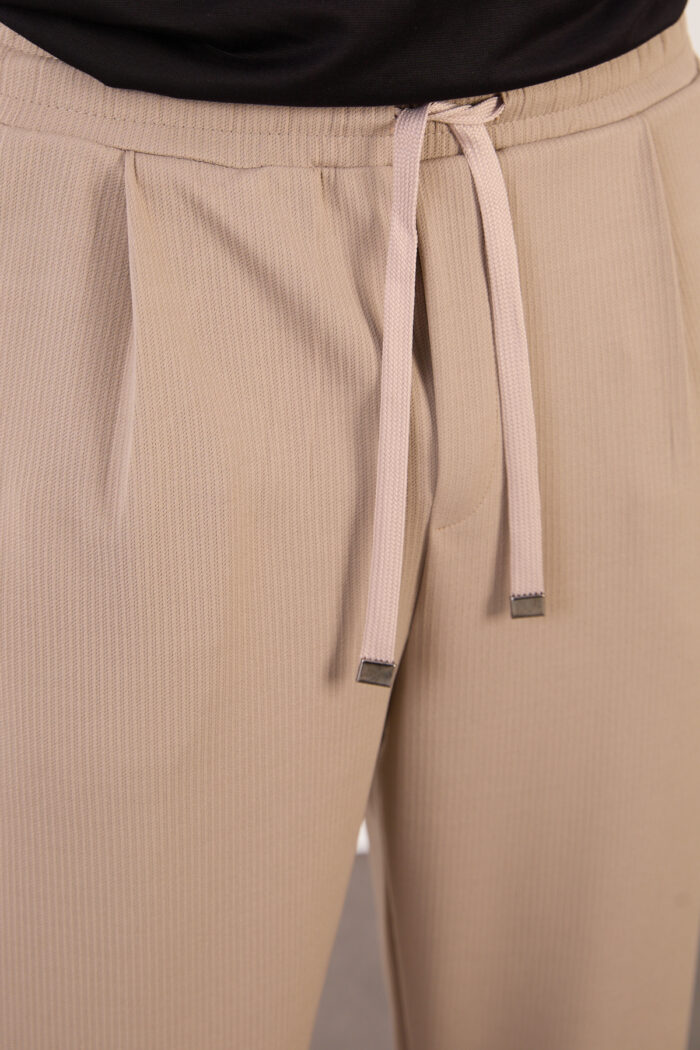 Erkek Bej Zara Kesim Yarı Şalvar Lastikli Bağcıklı Pantolon 2606 Model - Görsel 6