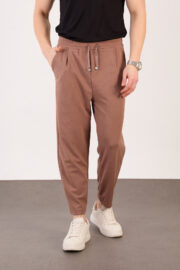 Erkek Kahve Zara Kesim Yarı Şalvar Lastikli Bağcıklı Pantolon 2606 Model - Görsel 2