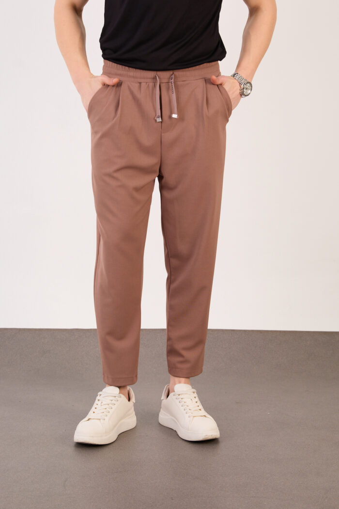 Erkek Kahve Zara Kesim Yarı Şalvar Lastikli Bağcıklı Pantolon 2606 Model - Görsel 3