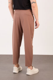 Erkek Kahve Zara Kesim Yarı Şalvar Lastikli Bağcıklı Pantolon 2606 Model - Görsel 6
