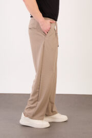 Erkek Bej Bugy Kesim Zara Tarz Bel Lastikli Bağcıklı Pantolon 2608 Model - Görsel 4