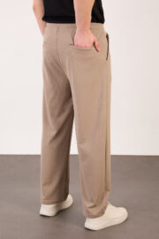 Erkek Bej Bugy Kesim Zara Tarz Bel Lastikli Bağcıklı Pantolon 2608 Model - Görsel 5
