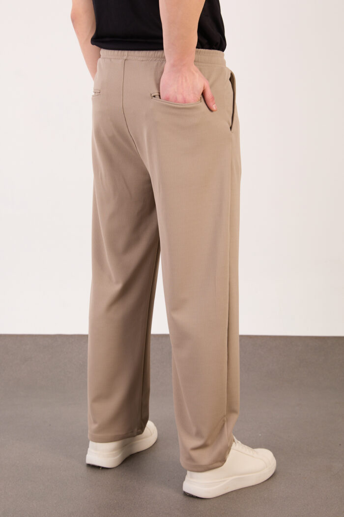 Erkek Bej Bugy Kesim Zara Tarz Bel Lastikli Bağcıklı Pantolon 2608 Model - Görsel 5