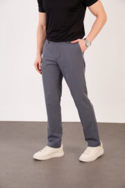 Erkek Gri Klasik Slim Fit Paraşüt Kumaş Pantolon 07 Model - Görsel 2