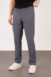 Erkek Gri Klasik Slim Fit Paraşüt Kumaş Pantolon 07 Model - Görsel 4