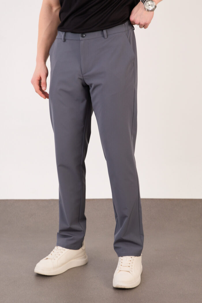 Erkek Gri Klasik Slim Fit Paraşüt Kumaş Pantolon 07 Model - Görsel 4