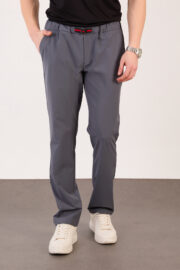 Erkek Gri Paraşüt Pantolon Bel Lastikli Kuşaklı Rahat Günlük 06 Model - Görsel 2