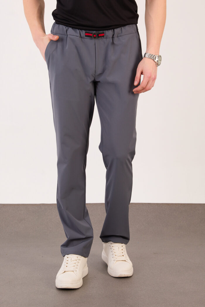 Erkek Gri Paraşüt Pantolon Bel Lastikli Kuşaklı Rahat Günlük 06 Model - Görsel 2