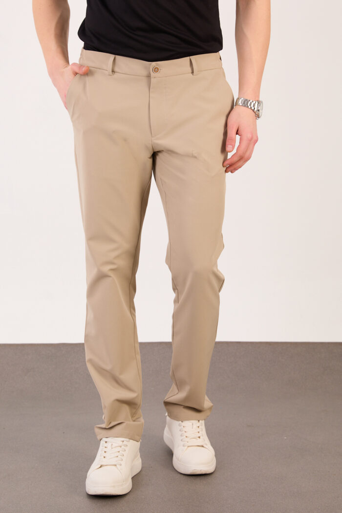 Erkek Bej Klasik Slim Fit Paraşüt Kumaş Pantolon 07 Model - Görsel 2