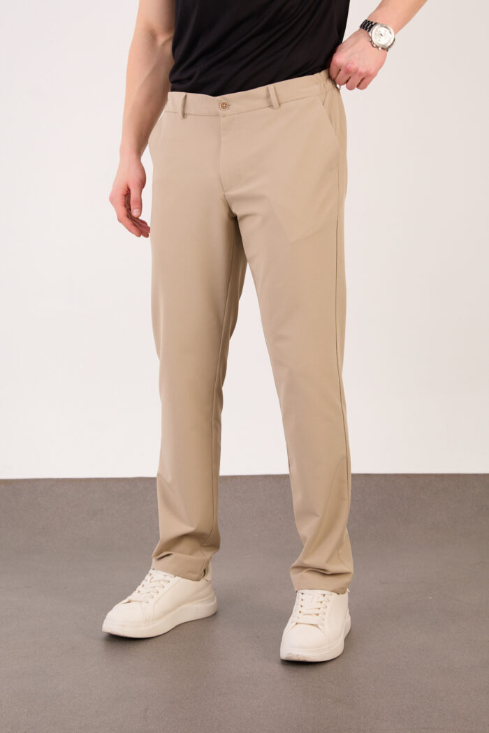 Erkek Bej Klasik Slim Fit Paraşüt Kumaş Pantolon 07 Model - Görsel 3