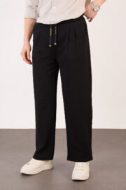 Erkek Siyah Bugy Kesim Zara Tarz Bel Lastikli Bağcıklı Pantolon 2608 Model - Görsel 4
