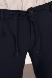 Erkek Lacivert Jogger Pantolon Yan Bel Lastikli Bağcıklı Gofre Kumaş 2525 Model - Görsel 6