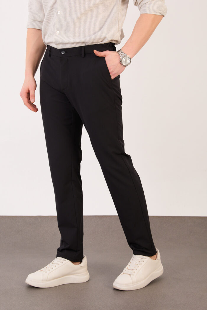 Erkek Siyah Klasik Slim Fit Paraşüt Kumaş Pantolon 07 Model - Görsel 3