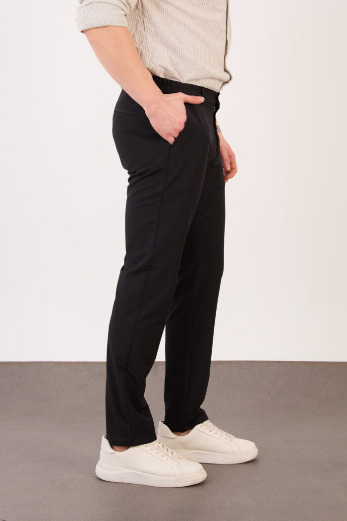 Erkek Siyah Klasik Slim Fit Paraşüt Kumaş Pantolon 07 Model - Görsel 4