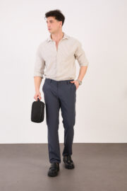 Erkek Antrasit Klasik Slim Fit Paraşüt Kumaş Pantolon 07 Model - Görsel 2