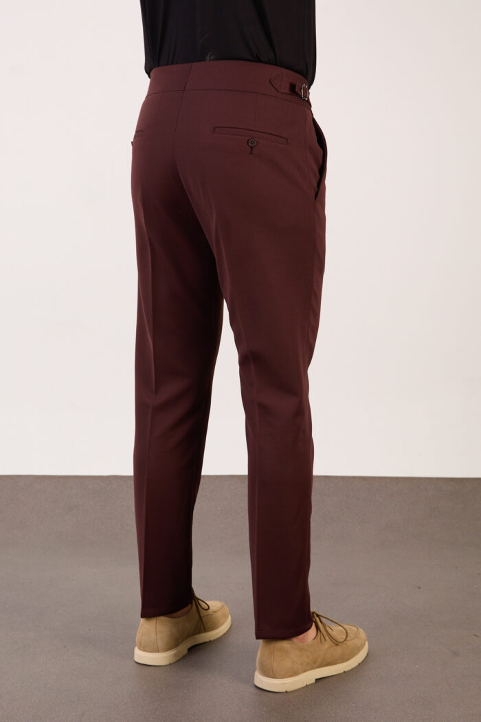 Erkek Kahve Slim Fit İtalyan Kesim Yan Bel Toka Detaylı Pantolon 011 Model - Görsel 5