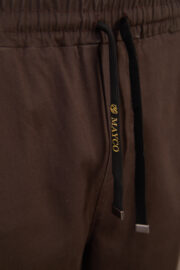 Erkek Koyu Kahve Yarı Şalvar Gabardin Likralı Bel Lastikli Bağcıklı Pantolon 2606-1 Model - Görsel 6