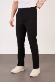 Erkek Siyah Slim Fit İtalyan Kesim Yan Bel Toka Detaylı Klasik Pantolon 011 Model - Görsel 3