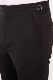 Erkek Siyah Slim Fit İtalyan Kesim Yan Bel Toka Detaylı Klasik Pantolon 011 Model - Görsel 6