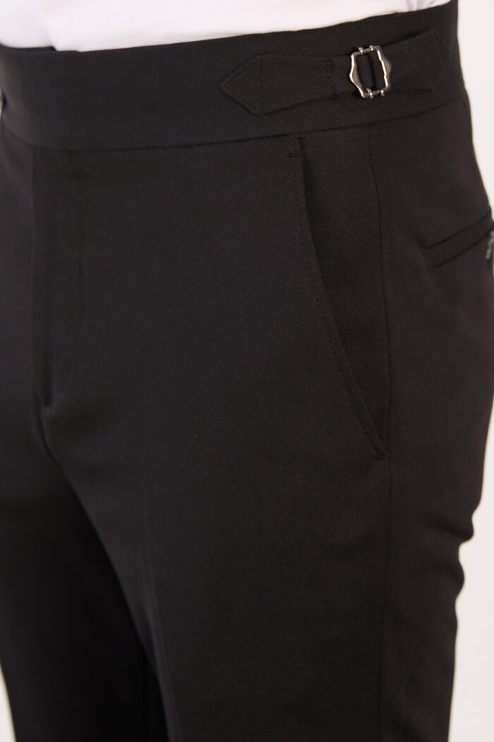 Erkek Siyah Slim Fit İtalyan Kesim Yan Bel Toka Detaylı Klasik Pantolon 011 Model - Görsel 6