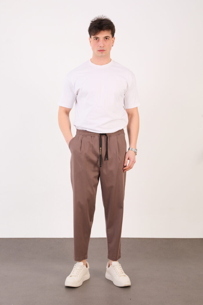 Erkek Bej Yarı Şalvar Gabardin Likralı Bel Lastikli Bağcıklı Pantolon 2606-1 Model - Görsel 1