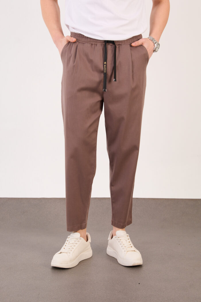 Erkek Bej Yarı Şalvar Gabardin Likralı Bel Lastikli Bağcıklı Pantolon 2606-1 Model - Görsel 3