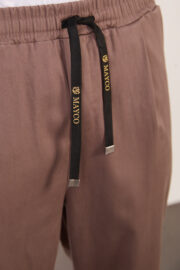 Erkek Bej Yarı Şalvar Gabardin Likralı Bel Lastikli Bağcıklı Pantolon 2606-1 Model - Görsel 6