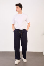 Erkek Lacivert Bugy Kesim Zara Tarz Bel Lastikli Bağcıklı Pantolon 2608 Model