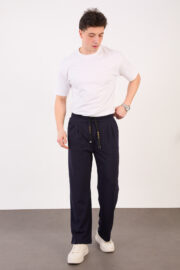 Erkek Lacivert Bugy Kesim Zara Tarz Bel Lastikli Bağcıklı Pantolon 2608 Model - Görsel 2
