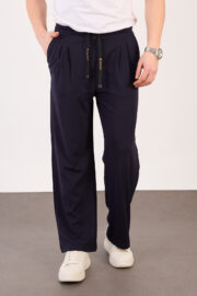 Erkek Lacivert Bugy Kesim Zara Tarz Bel Lastikli Bağcıklı Pantolon 2608 Model - Görsel 3