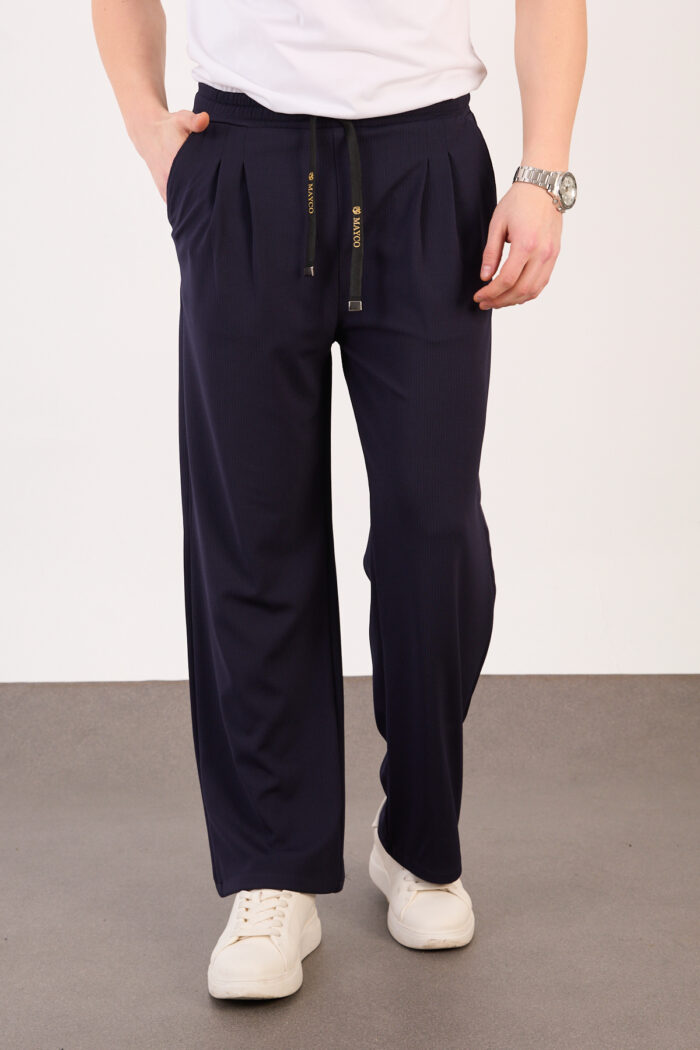 Erkek Lacivert Bugy Kesim Zara Tarz Bel Lastikli Bağcıklı Pantolon 2608 Model - Görsel 3