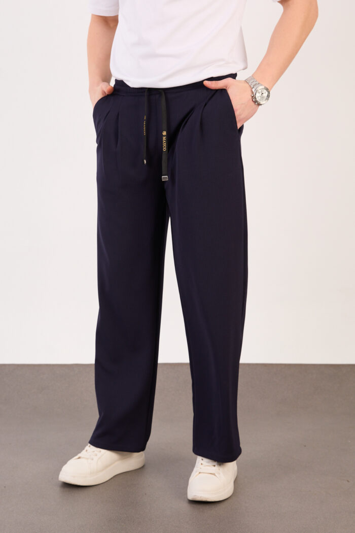 Erkek Siyah Bugy Kesim Zara Tarz Bel Lastikli Bağcıklı Pantolon 2608 Model - Görsel 2