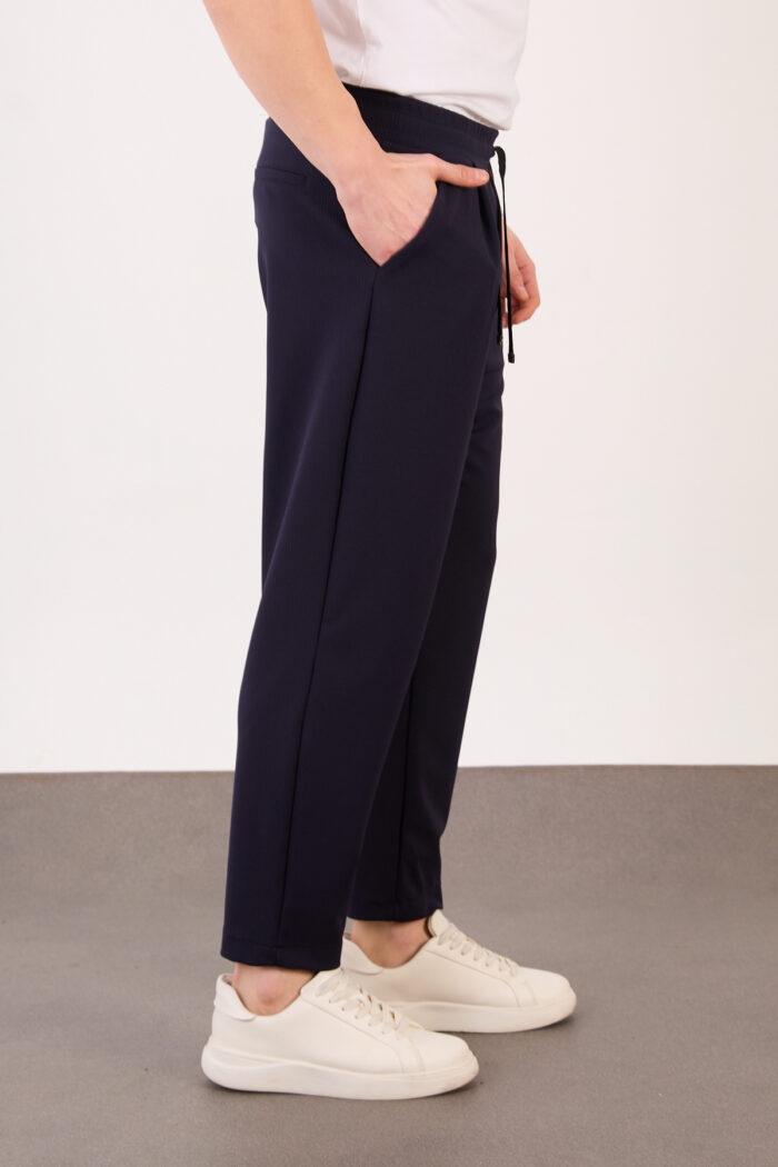 Erkek Lacivert Zara Kesim Yarı Şalvar Lastikli Bağcıklı Pantolon 2606 Model - Görsel 5