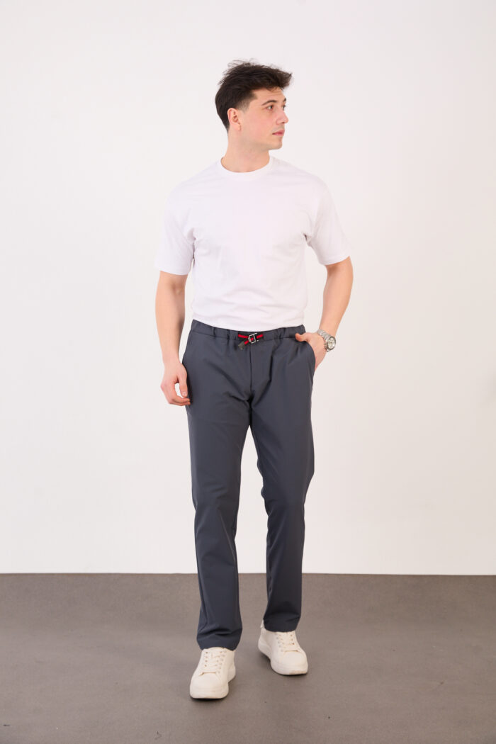 Erkek Antrasit Paraşüt Pantolon Bel Lastikli Kuşaklı Spor 06 Model - Görsel 1