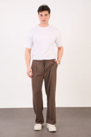 Erkek Haki Zara Kesim Yarı Şalvar Lastikli Bağcıklı Pantolon 2606 Model