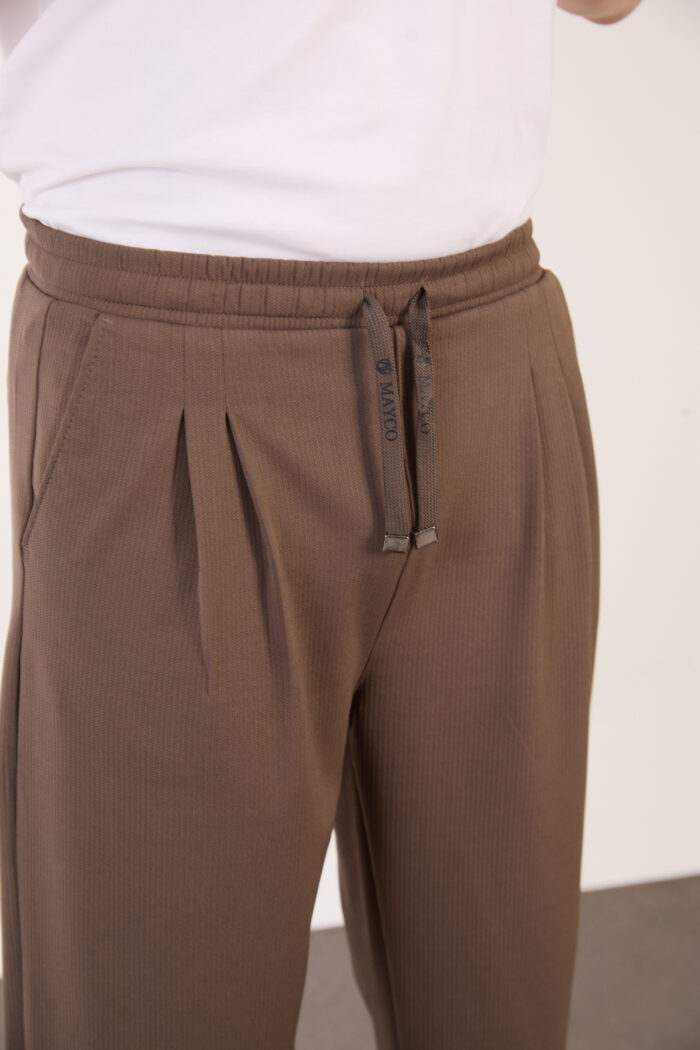Erkek Kahve Bugy Kesim Zara Tarz Bel Lastikli Bağcıklı Pantolon 2608 Model - Görsel 6