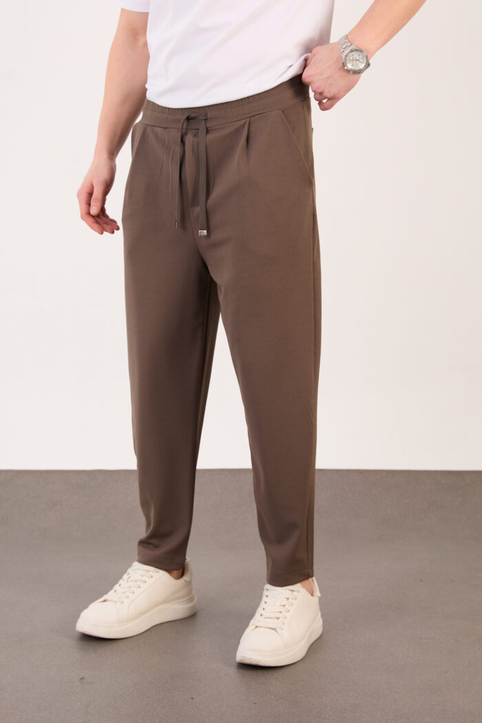 Erkek Haki Zara Kesim Yarı Şalvar Lastikli Bağcıklı Pantolon 2606 Model - Görsel 4