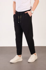 Erkek Siyah Zara Kesim Yarı Şalvar Lastikli Bağcıklı Pantolon 2606 Model - Görsel 3