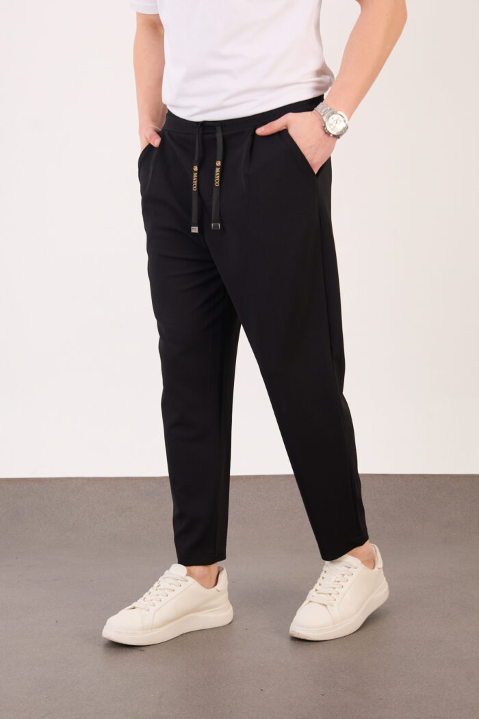 Erkek Siyah Zara Kesim Yarı Şalvar Lastikli Bağcıklı Pantolon 2606 Model - Görsel 3