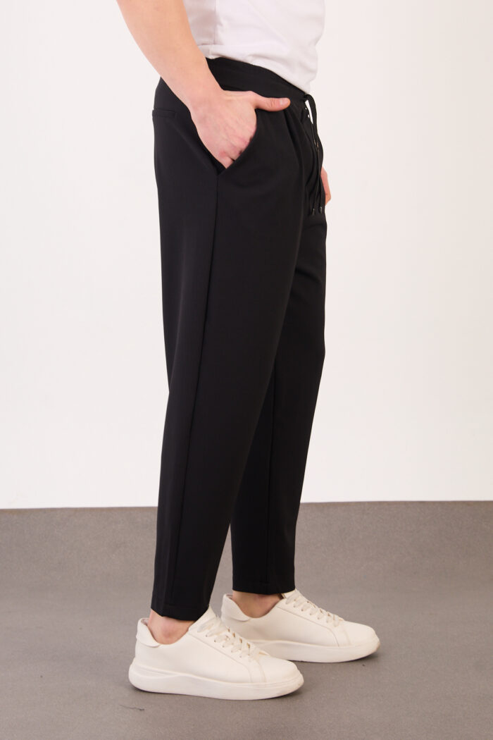 Erkek Siyah Zara Kesim Yarı Şalvar Lastikli Bağcıklı Pantolon 2606 Model - Görsel 4