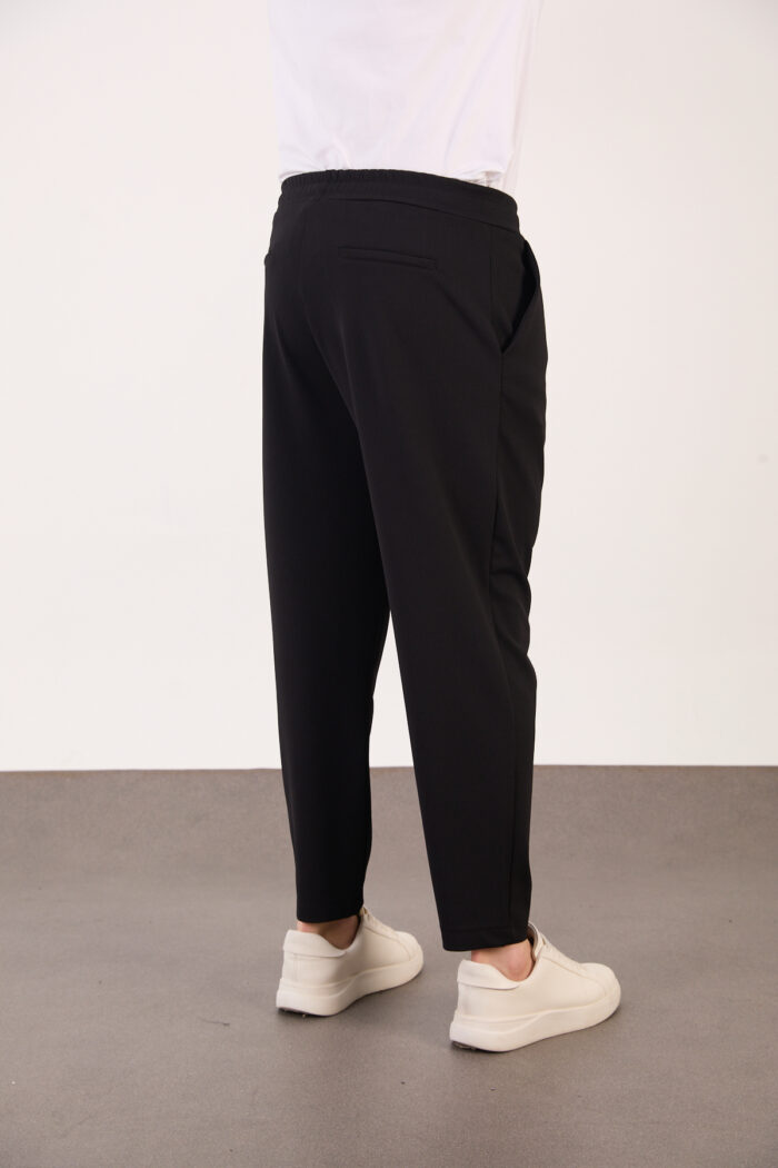 Erkek Siyah Zara Kesim Yarı Şalvar Lastikli Bağcıklı Pantolon 2606 Model - Görsel 5