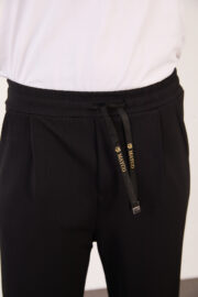 Erkek Siyah Zara Kesim Yarı Şalvar Lastikli Bağcıklı Pantolon 2606 Model - Görsel 6