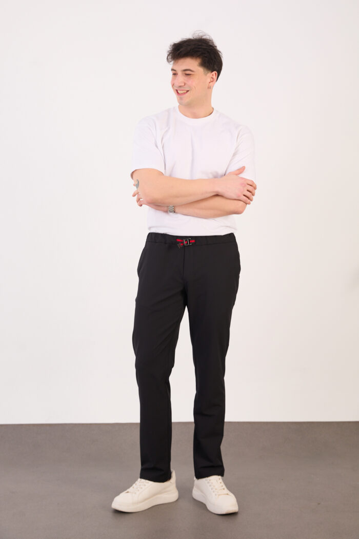 Erkek Siyah Paraşüt Pantolon Bel Lastikli Kuşaklı Günlük Spor 06 Model - Görsel 1