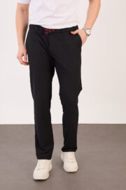 Erkek Siyah Paraşüt Pantolon Bel Lastikli Kuşaklı Günlük Spor 06 Model - Görsel 2